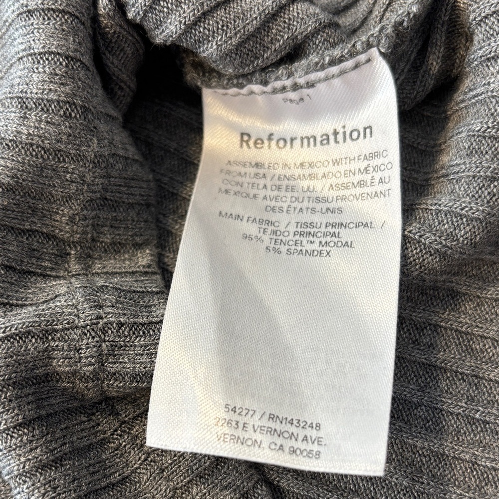 Reformation Gray Ribbed Short Sleeve Tee Size Small - Picture 3 of 6